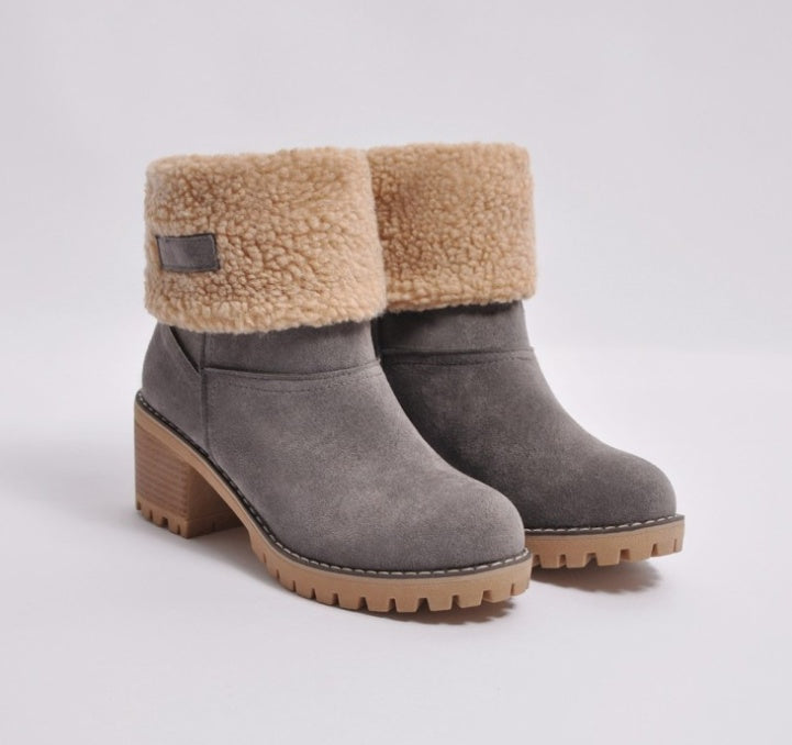 Women's Suede Winter Boots - Martin Style Platform - Arctic Collection