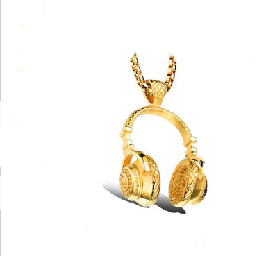 Collier pendentif en titane pour hommes, casque de musique à la mode, bouchons d'oreilles
