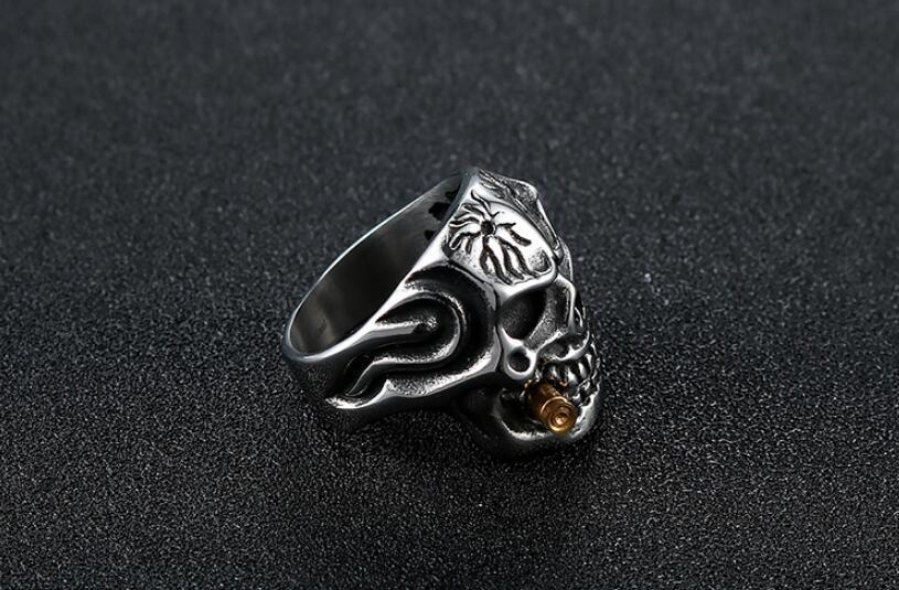 Bague en acier tête de mort, bijoux Punk personnalisés pour hommes