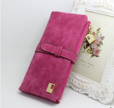Nubuck Leather Zipper Wallet