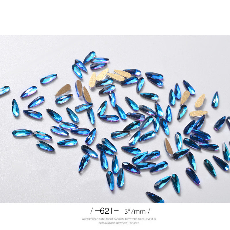 3D Water Drop Rhinestones - 10 Pieces 7x3mm | 3g Acrylic 12 Color Options