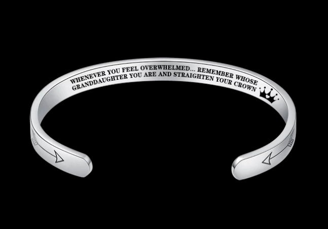 Mantra armband med citat rostfritt stål Cuff Inspirerande smycken Graduation Gåva