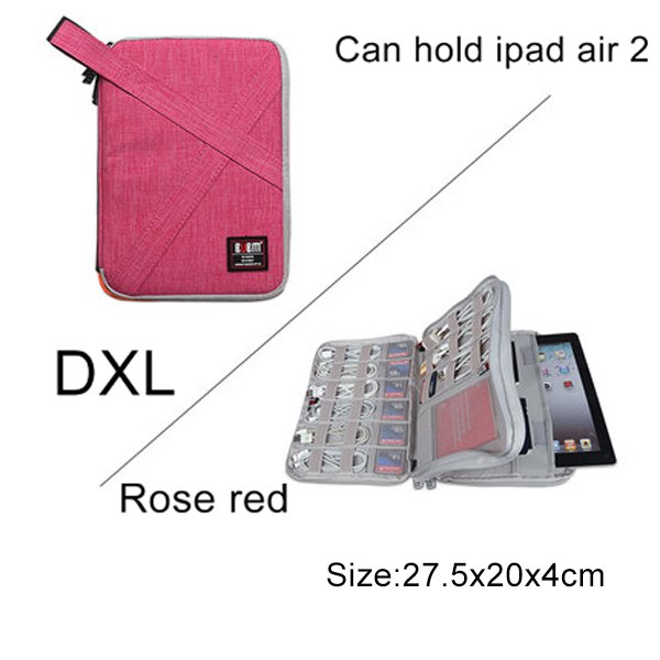 Kompatibel med Apple, BUBM Travel Universal Cable Organizer Elektroniktillbehör Fodral Gadgetväska för USB, telefon, laddare och kabel, Passar för ipad