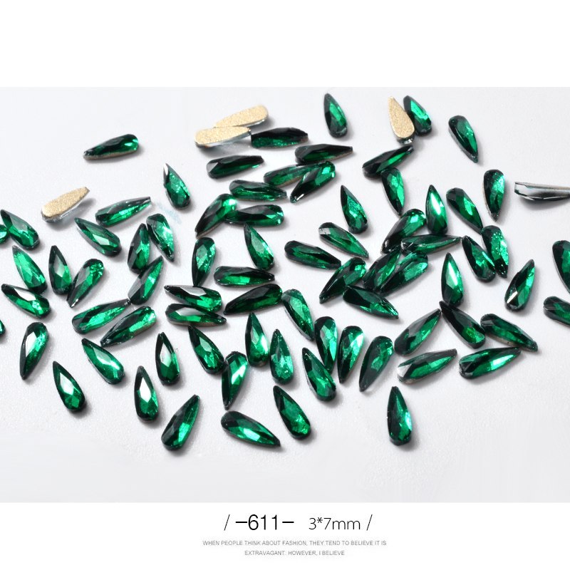 3D Water Drop Rhinestones - 10 Pieces 7x3mm | 3g Acrylic 12 Color Options
