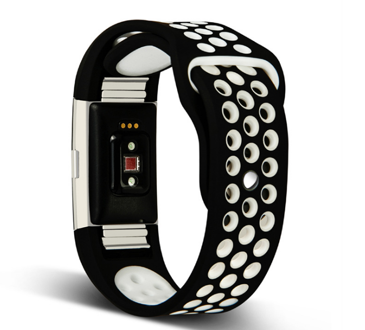 Fitbit Strap Charge2 Bracelet en silicone à trou rond monochrome