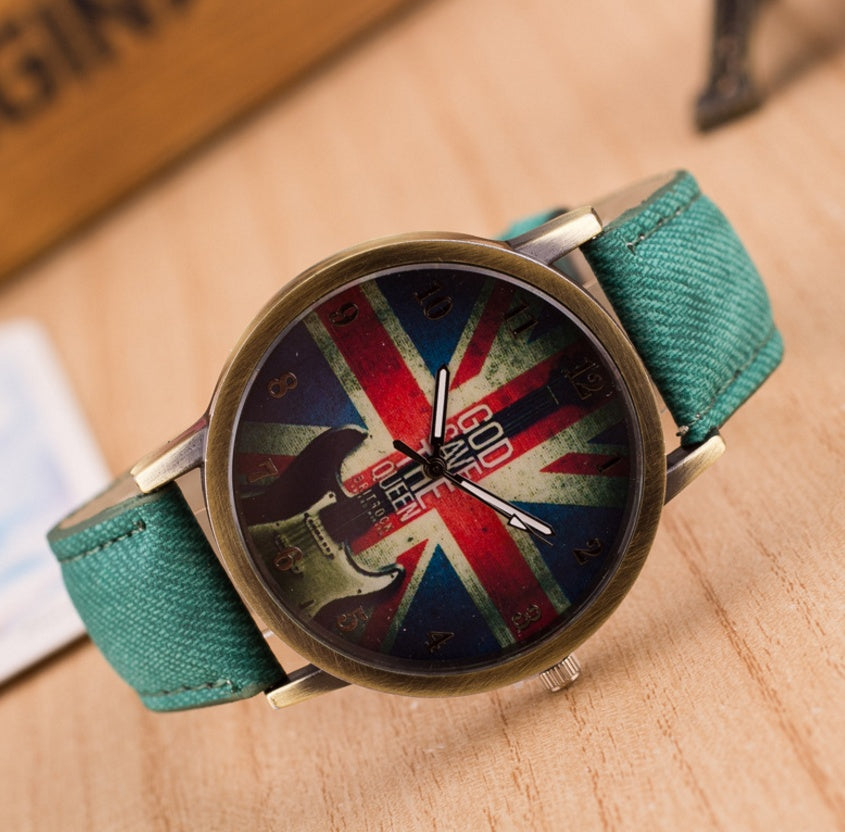 UK Flag Wrist Watch - Stylish Elegant Modern Sophisticated Functional Fashionable Vibrant Statement