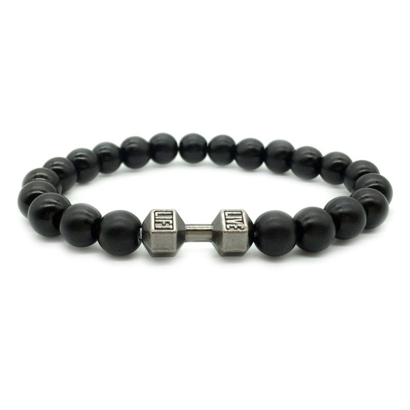 Herrsmycken Legering Metall Skivstång & Lavastenpärlor Fitness Mode Hantelarmband
