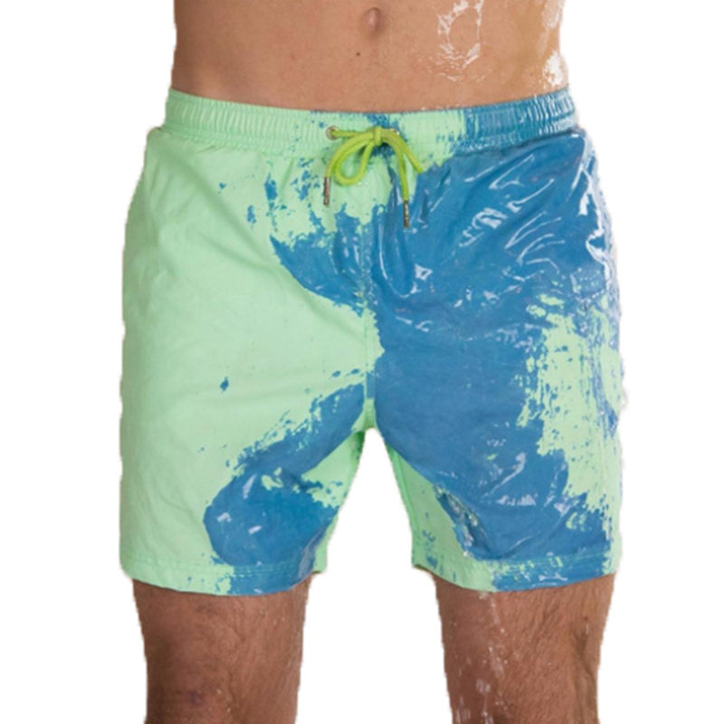 Short de plage à couleur changeante magique, maillot de bain d'été pour hommes, maillot de bain à séchage rapide, pantalon de plage