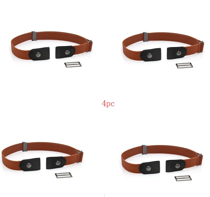 Men's Leather Slim Stretch Invisible Jeans Lazy Belt - Seamless Comfort