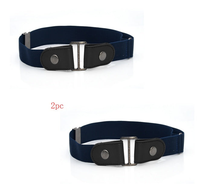 Men's Leather Slim Stretch Invisible Jeans Lazy Belt - Seamless Comfort
