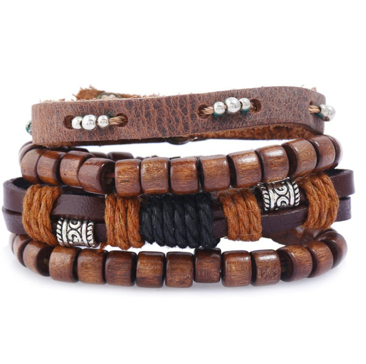 Moderiktiga pärlbesatta läderarmband och armband