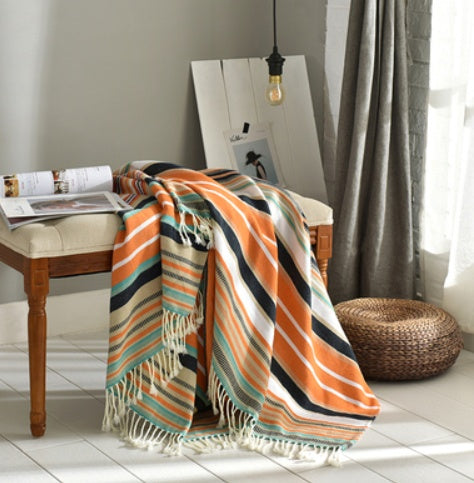 Sunday Cozy Fringed Knitted Blanket