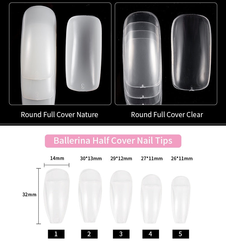 Professional French Nail Tips - 500 Pieces Acrylic Material | Classic French Manicure Collection