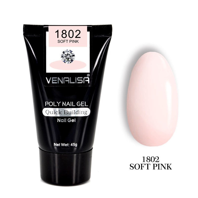 Venalisa Poly Nail Gel Kit - 45g 75ml 100pcs Complete System | Double-Head Phototherapy Builder