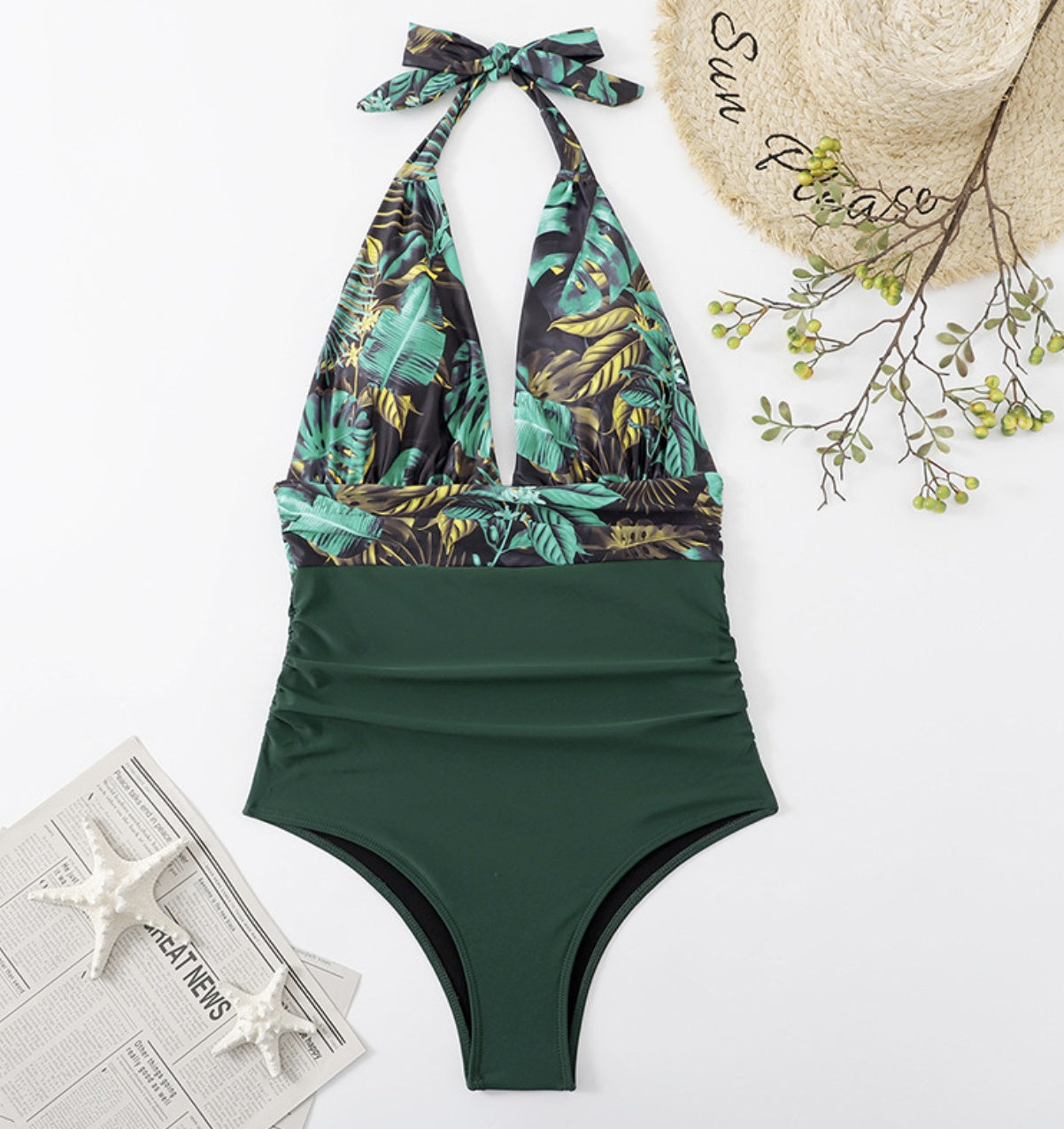 Halter i ett stycke som matchar magbikini kvinnor