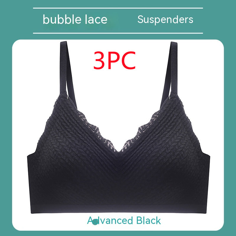 Bubble Lace Strap Latex One-piece Seamless Underwear For Women