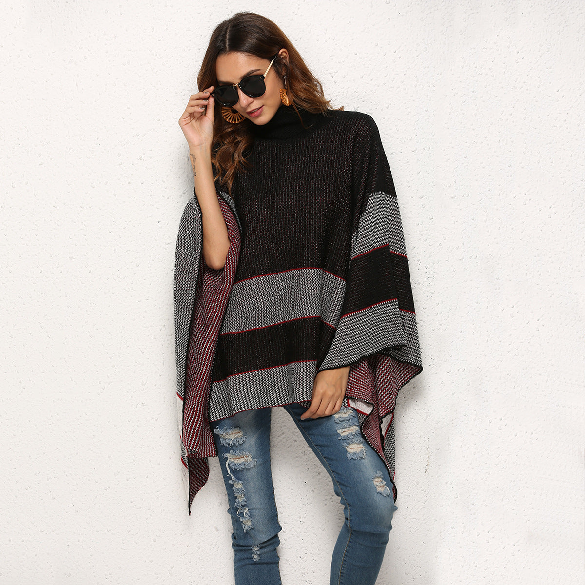 Stylish Cape Turtleneck Sweater - Warmth and Style Combined