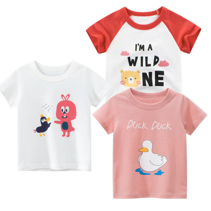 Korean Style Girls T-Shirt - Summer Short Sleeve Children's Clothing
