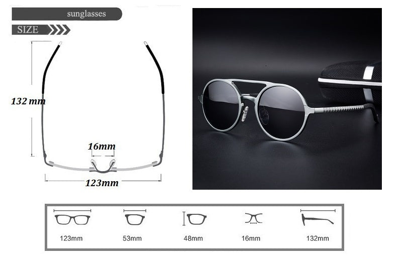 Lunettes de soleil polarisées Vintage pour hommes, monture ronde, à la mode, en aluminium et magnésium, pour la conduite, nouvelle collection