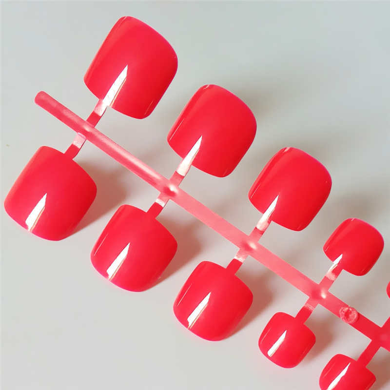Bright Green Acrylic Toe Nails - Square Press-On | 5.8-16.6mm Length Professional Set