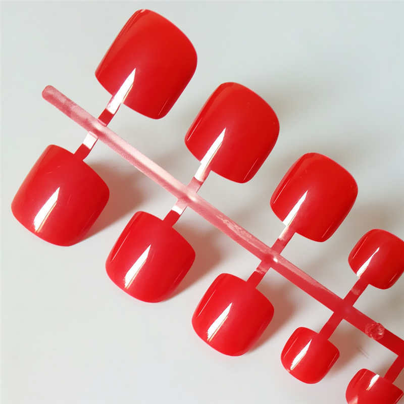 Bright Green Acrylic Toe Nails - Square Press-On | 5.8-16.6mm Length Professional Set