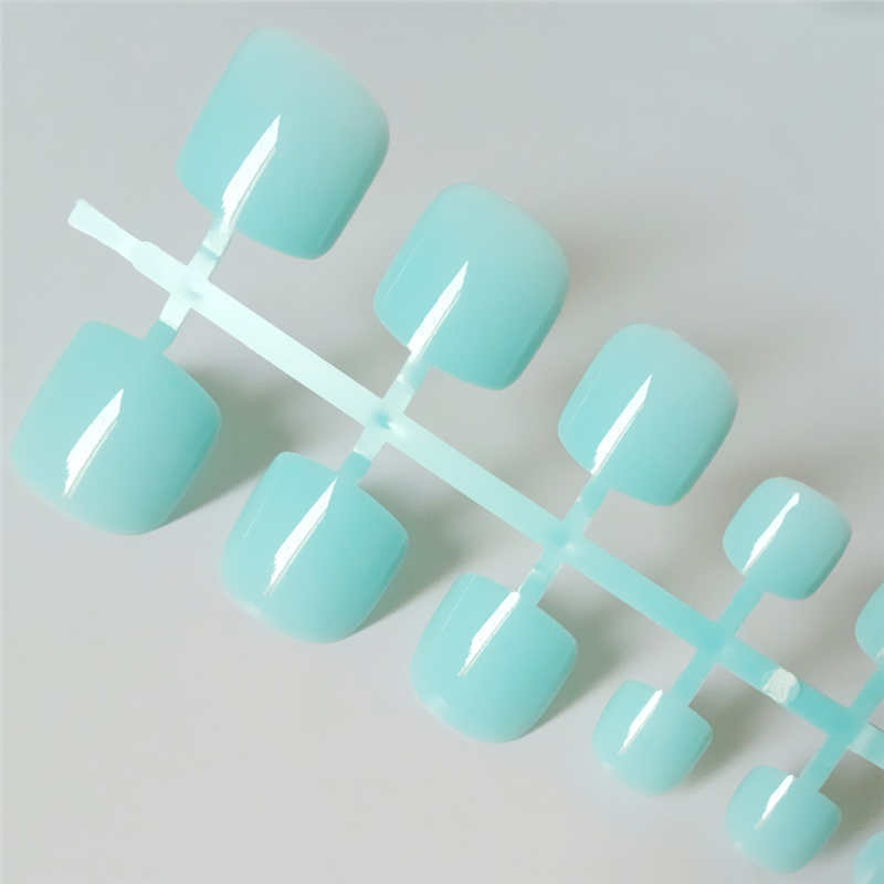 Bright Green Acrylic Toe Nails - Square Press-On | 5.8-16.6mm Length Professional Set
