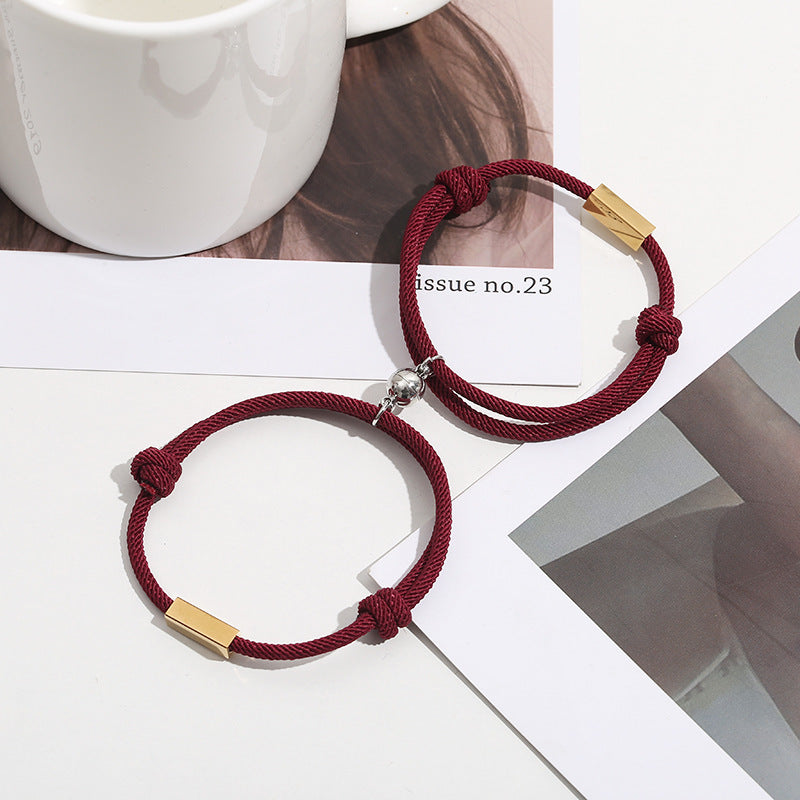 Custom Letters Magnetic Woven Pair Bracelet