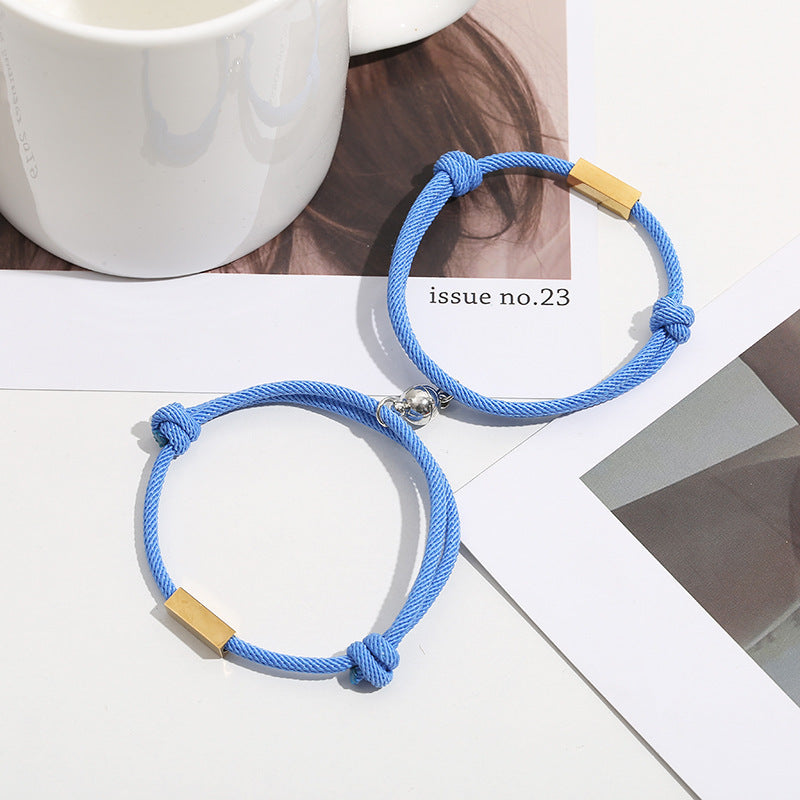 Custom Letters Magnetic Woven Pair Bracelet