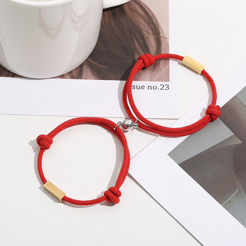 Custom Letters Magnetic Woven Pair Bracelet