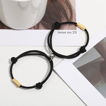 Custom Letters Magnetic Woven Pair Bracelet