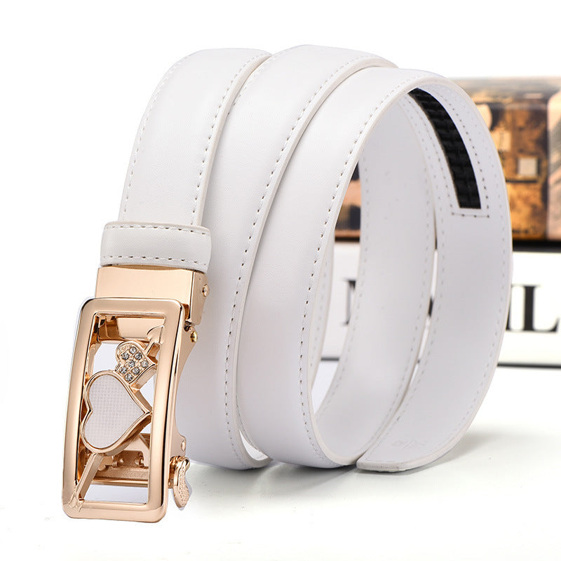 Ceinture en cuir pour femmes, ceinture à boucle automatique décontractée et assortie à tout