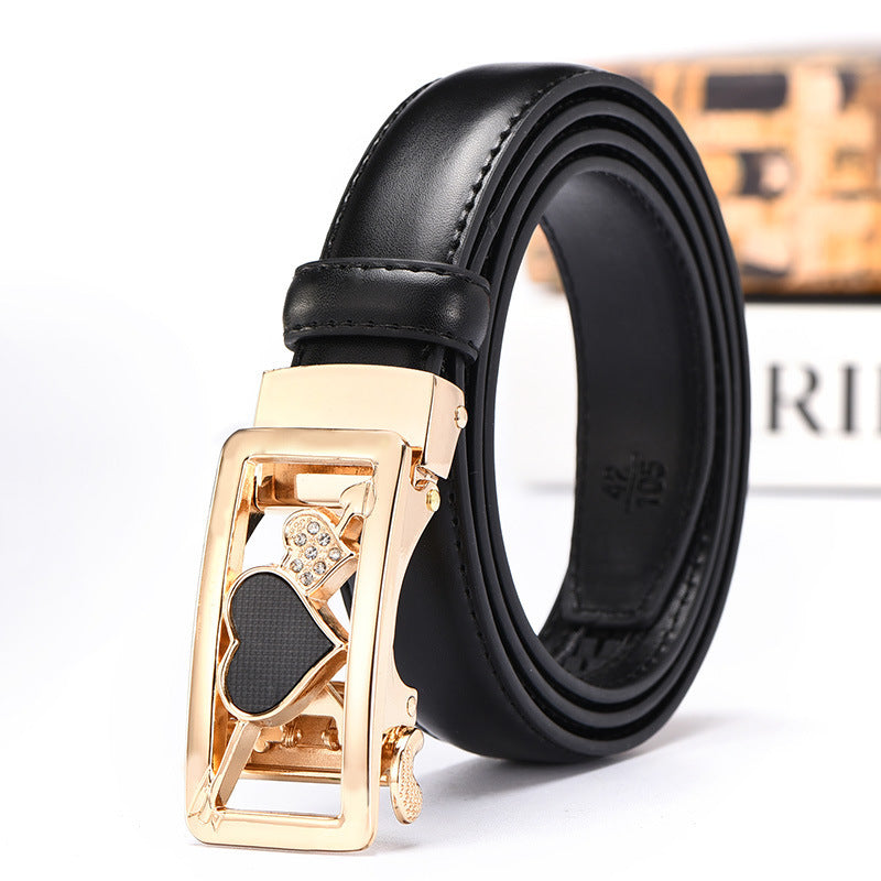 Ceinture en cuir pour femmes, ceinture à boucle automatique décontractée et assortie à tout