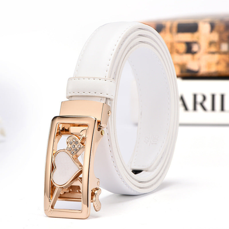 Ceinture en cuir pour femmes, ceinture à boucle automatique décontractée et assortie à tout
