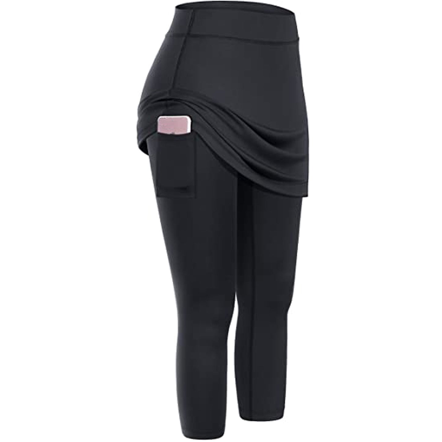 Women Tennis Skirt Leggings Pockets Elastic Sport Yoga Capris Skirts Legging
