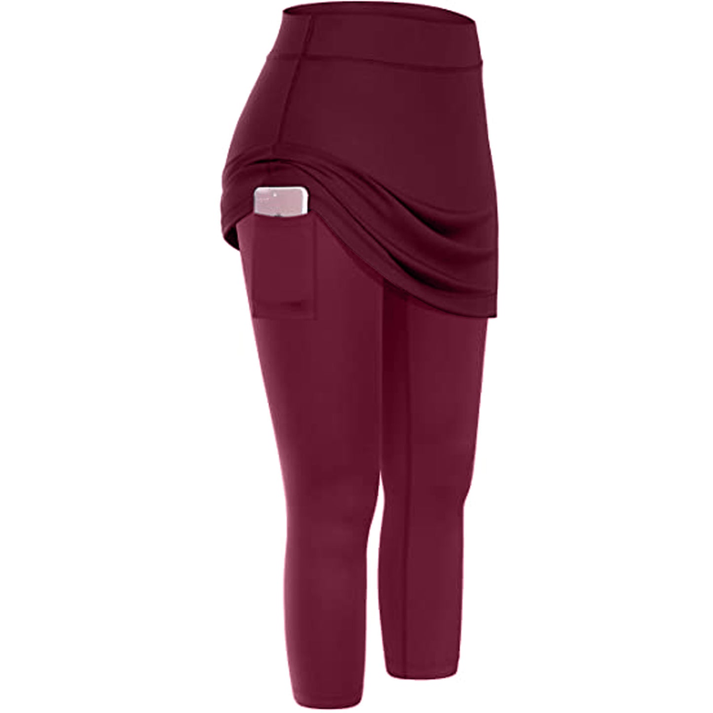 Women Tennis Skirt Leggings Pockets Elastic Sport Yoga Capris Skirts Legging