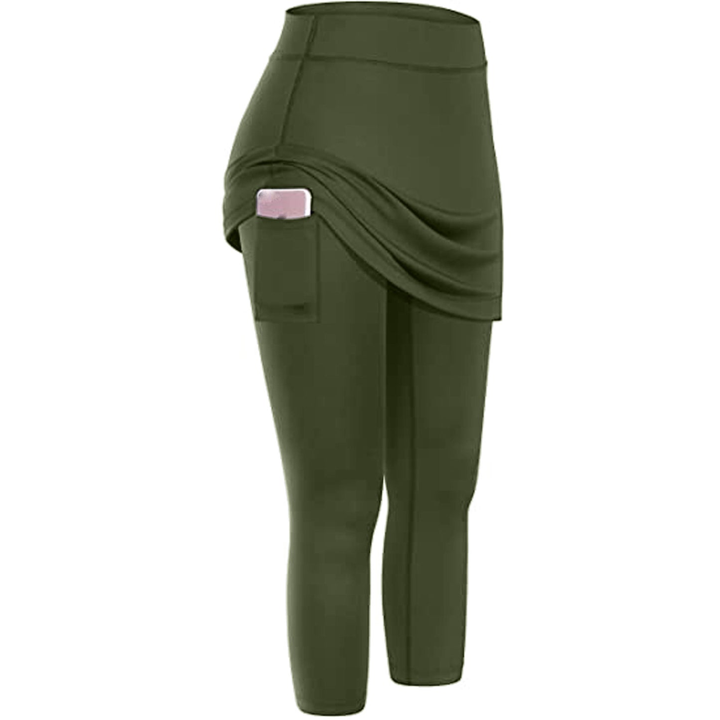 Women Tennis Skirt Leggings Pockets Elastic Sport Yoga Capris Skirts Legging