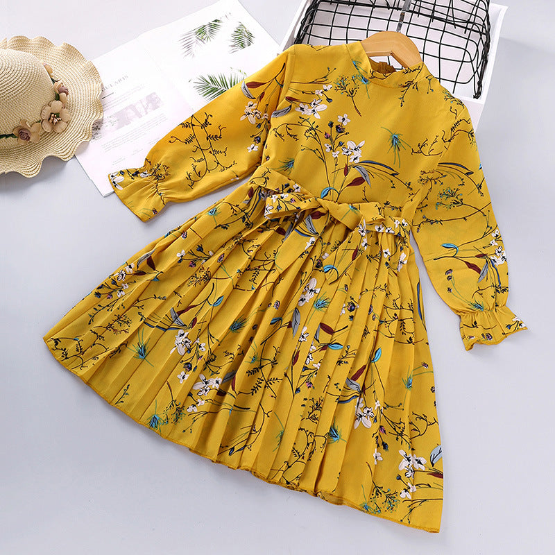 Robe de princesse à manches longues pour enfants, imprimé coréen explosif