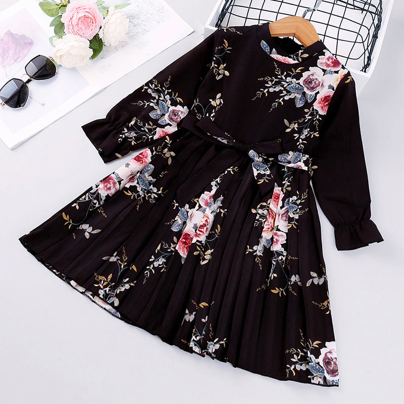 Robe de princesse à manches longues pour enfants, imprimé coréen explosif