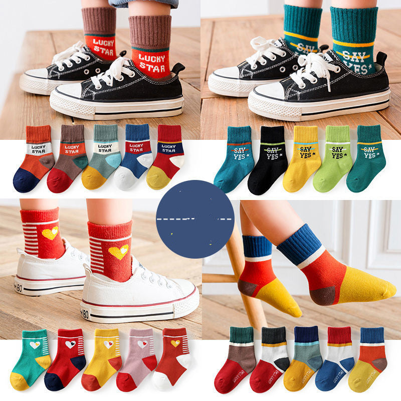 Chaussettes pour enfants printemps et automne Section mince en Tube garçons et filles chaussettes pour enfants coréens