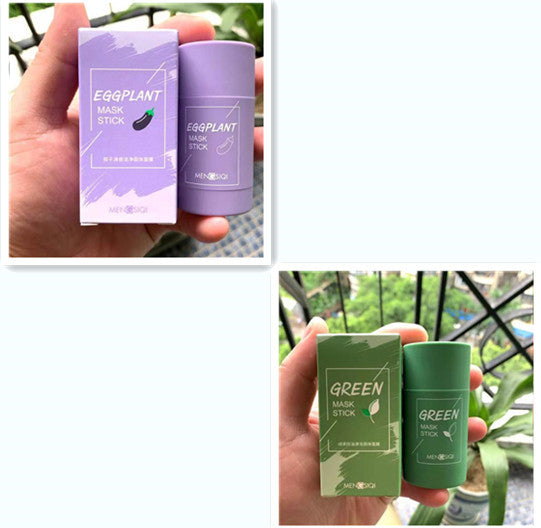 Green Tea Oil Control äggplanta Acne Cleansing Mask Hudvård återfuktande Ta bort Blackhead Fine Pores lera mask
