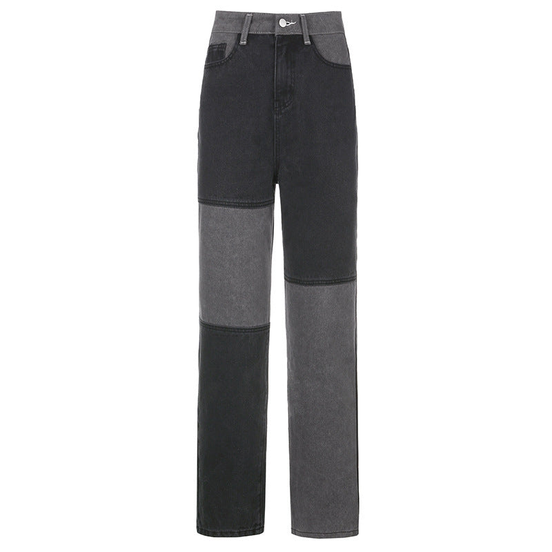 Kontrast sömmar Hög-huse Raka Jeans Kvinnor Jeans Kvinnor - Contrast Precision