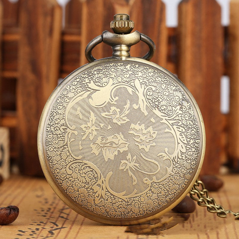 Retro Bronze Steampunk Quartz Pocket Watch Stainless Steel Chain Necklace 30cm For Men For Women With Gift Box - Vintage Modern Elegant Unisex