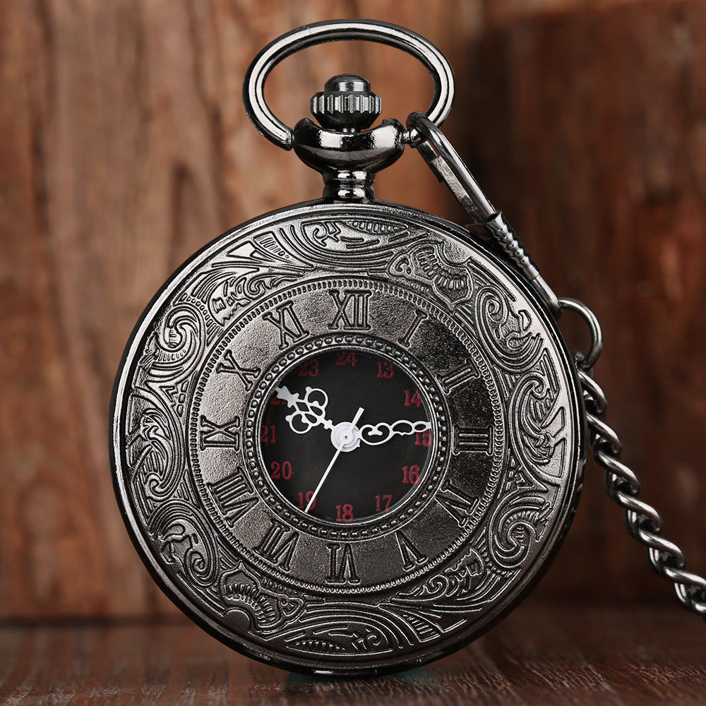 Double Display Retro Necklace Quartz Pocket Watch - Classic Modern Unique Elegant Nostalgic Precise Sophisticated