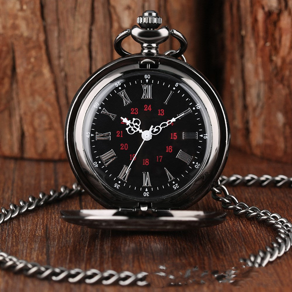 Double Display Retro Necklace Quartz Pocket Watch - Classic Modern Unique Elegant Nostalgic Precise Sophisticated