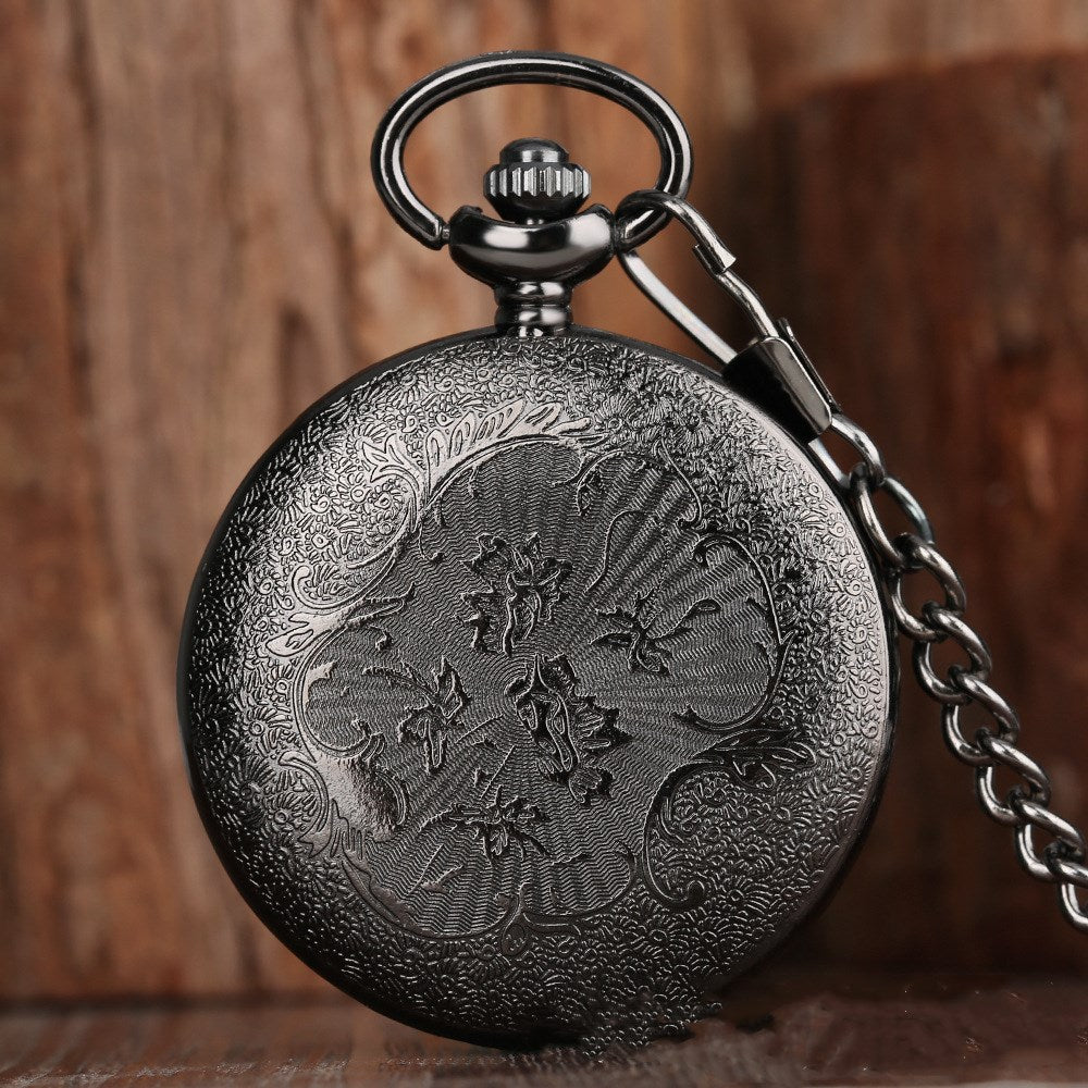 Double Display Retro Necklace Quartz Pocket Watch - Classic Modern Unique Elegant Nostalgic Precise Sophisticated