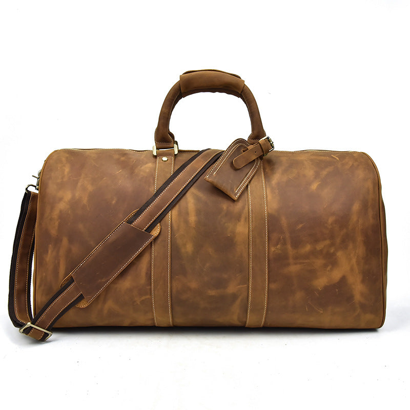 Top Layer Cowhide One-Soulder Messenger Duffel Bag