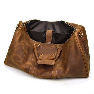Premium Cowhide Messenger Duffel - Top-Grain Leather One-Shoulder Travel Bag