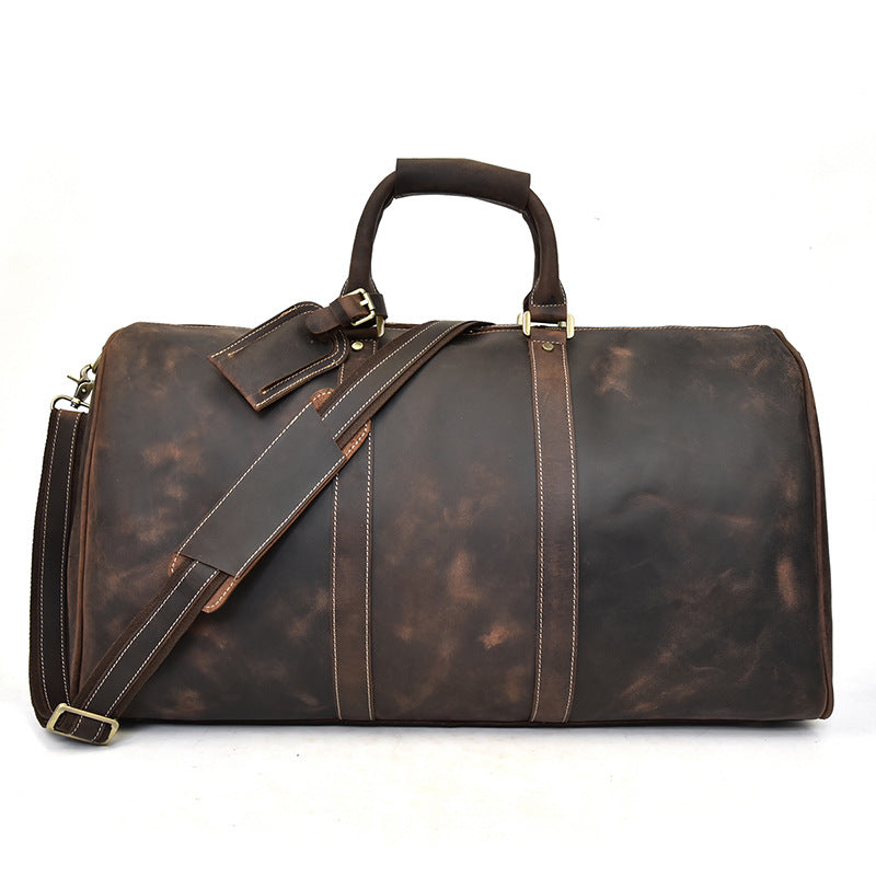 Top Layer Cowhide One-Soulder Messenger Duffel Bag