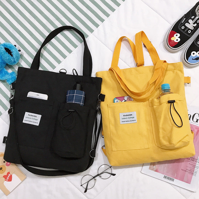 Structured Square Canvas Tote - Modern Geometric Shoulder Bag for Women
