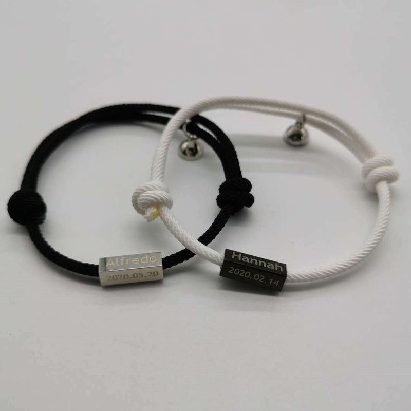 Custom Letters Magnetic Woven Pair Bracelet